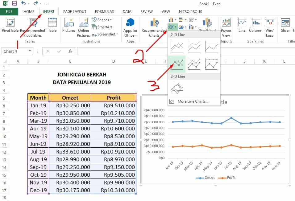 Cara Membuat Grafik di Excel Dengan 2 Data