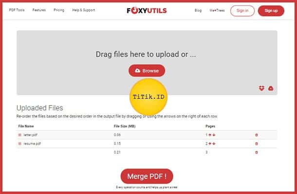 Konversi JPG ke PDF dengan FoxyUtils