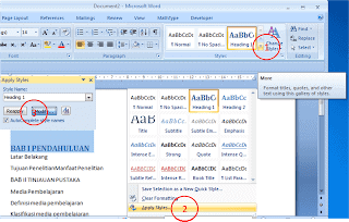 Membuat Judul dan Sub Judul Pada Daftar Isi