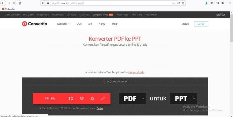 PDF ke PPT Convertio Pilih File