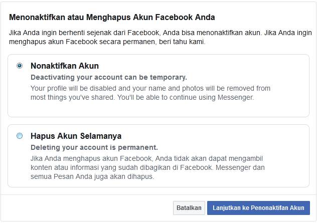 Menghapus Akun FB