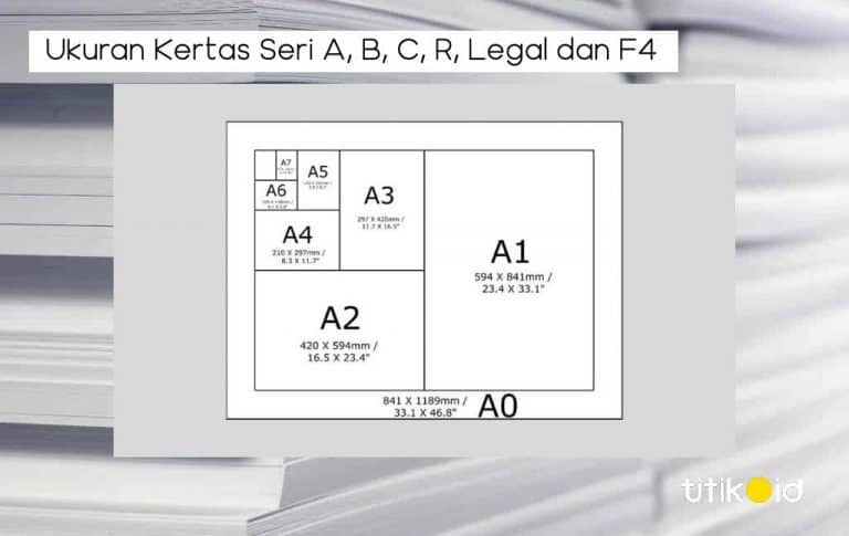 Ukuran Kertas Seri A B C R Legal Dan F4 Titik Id 2199