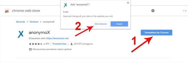Cara menggunakan Anonymox di Google Chrome