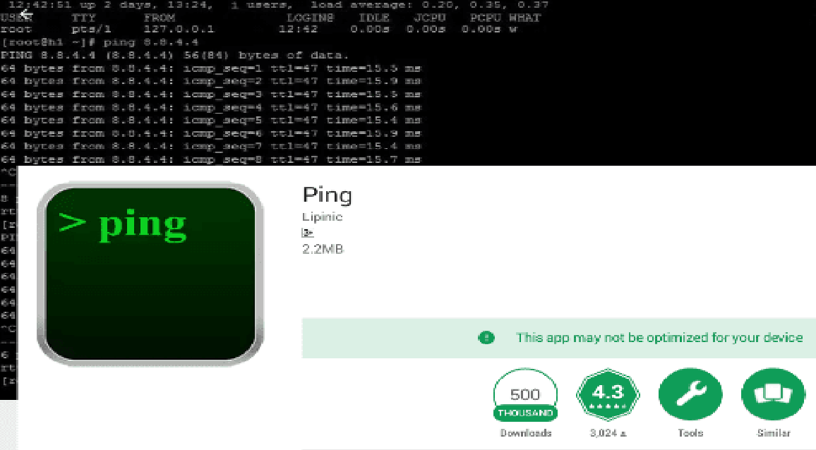 Menggunakan Aplikasi Ping Android