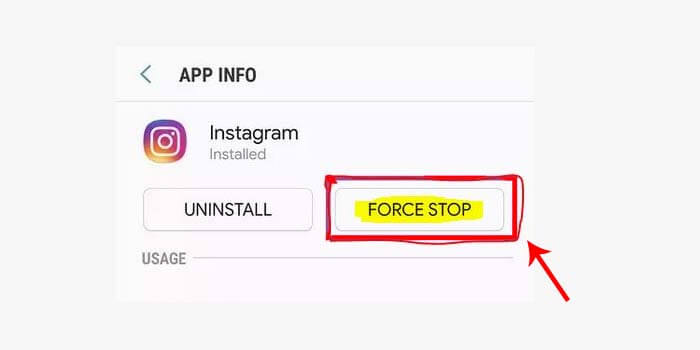 Paksa Berhenti Aplikasi Instagram