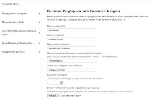 Menghapus Akun IG Orang yang Meninggal