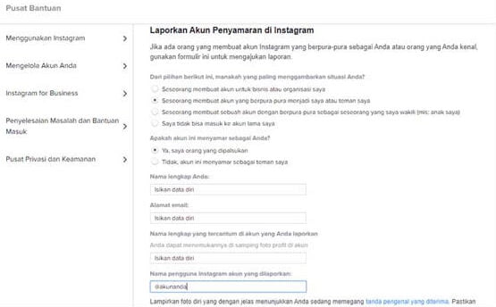 Report Akun Tanpa Login