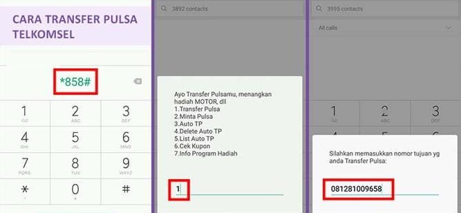 Kirim Pulsa Telkomsel di USSD*858# 4
