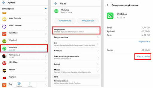 Hapus Cache WhatsApp