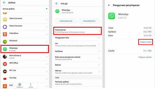 Hapus Data WhatsApp
