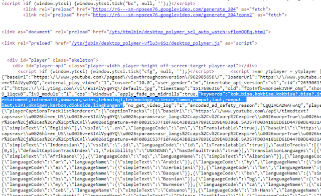 Mengetahui Tags Video Youtube Melalui Browser