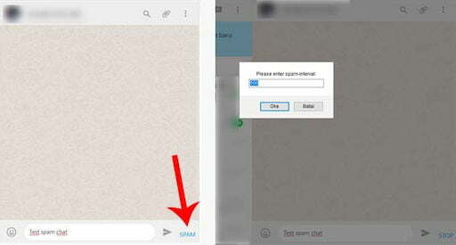 ketikan pesan spam