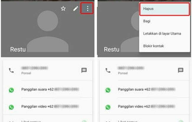 Hapus Kontak WA Melalui Buku Telepon