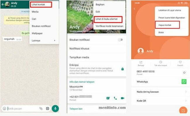 Hapus Kontak WhatsApp Secara Langsung