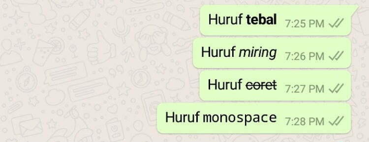 Menebalkan Tulisan WhatsApp