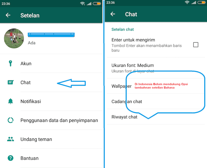 Mengubah Bahasa dari Aplikasi WhatsApp