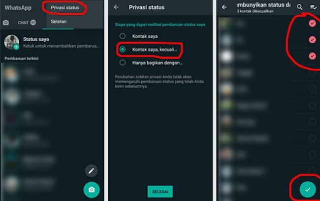 Menyembunyikan Status WhatsApp di HP Android