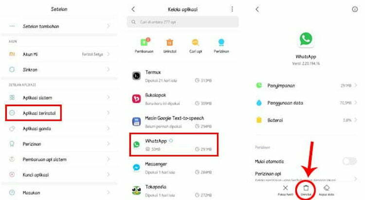 Uninstall WhatsApp Original